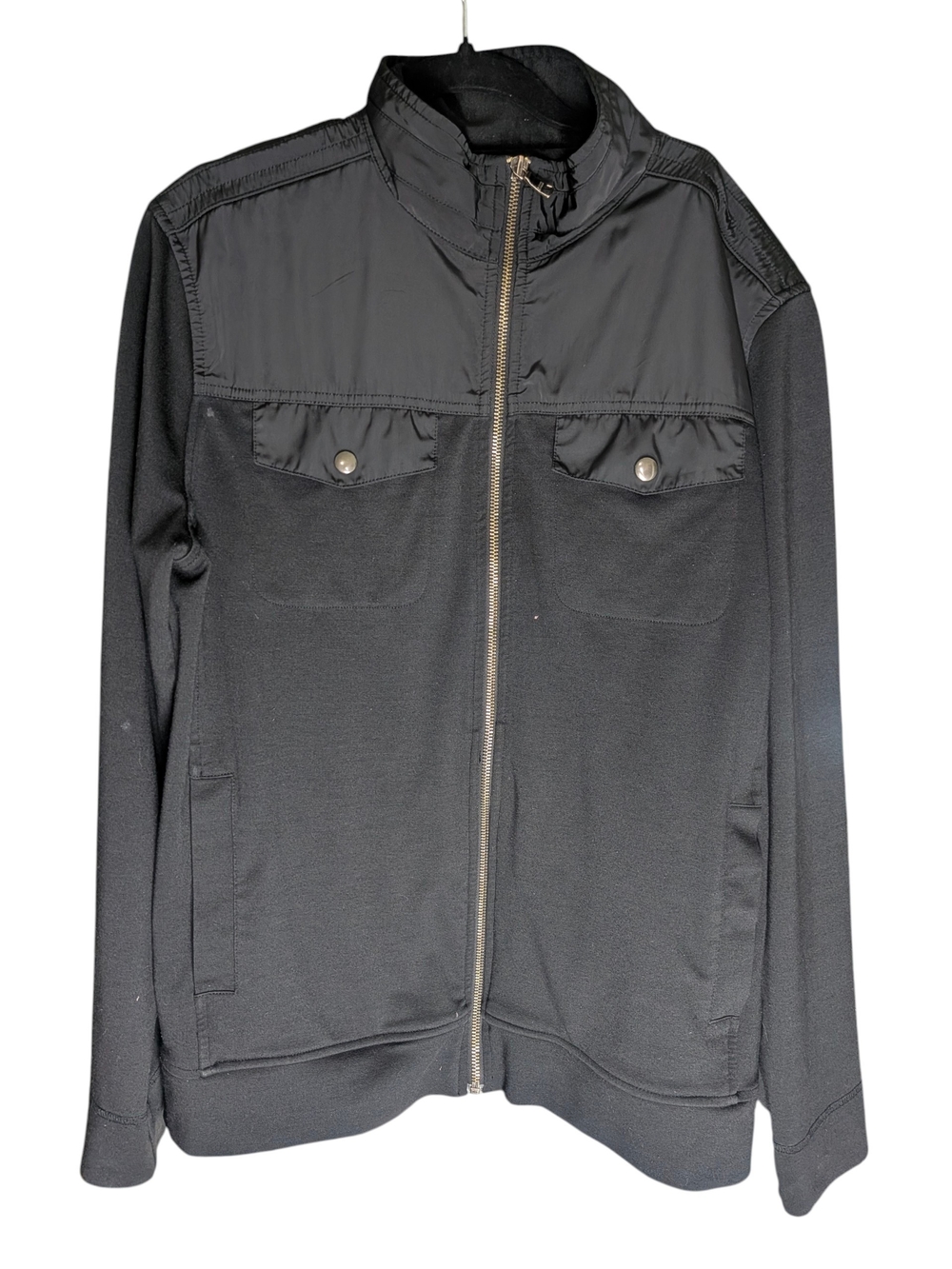 Banana Republic Mixed Media Full Zip Sweater Jacket Black Size Medium